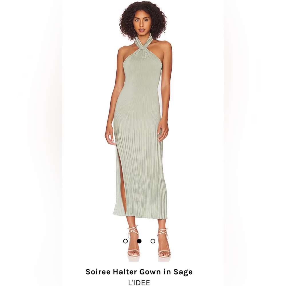 Revolve L’idee Soiree Pleated Halter Gown